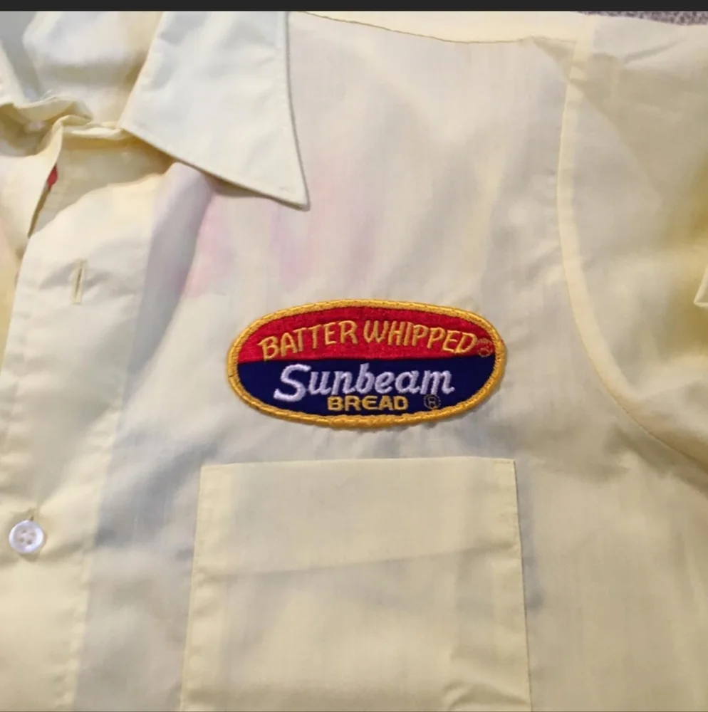 70s Vintage Light yellow bread work shirt. Batter Whipped Sunbeam Bread - Picture 3 of 4
